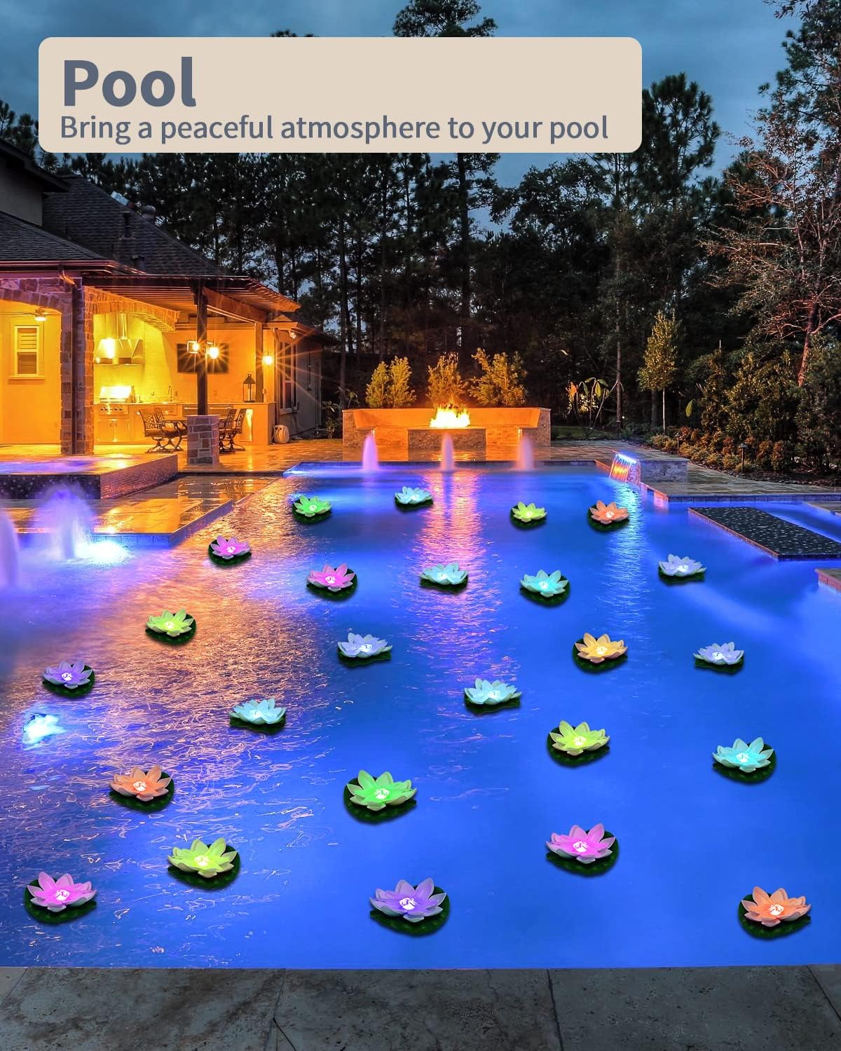 Loguide – Flor de loto impermeable con luz LED a la moda de luciérnagas, única, cambia el color de la flor, lámpara de noche de jardín de la casa,