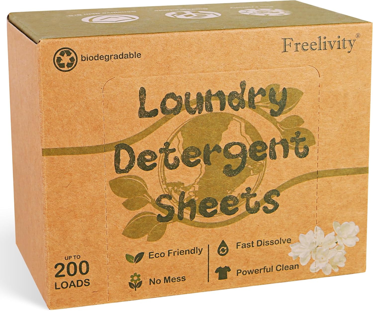 Freelivity Hojas de detergente para ropa, 200 hojas de lino fresco, tiras de jabón ecológicas, sin residuos, líquido, menos disolubles, ahorro de