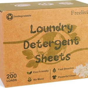 Freelivity Hojas de detergente para ropa, 200 hojas de lino fresco, tiras de jabón ecológicas, sin residuos, líquido, menos disolubles, ahorro de Freelivity Hojas de detergente para ropa, 200 hojas de lino fresco, tiras de jabón ecológicas, sin residuos, líquido, menos disolubles, ahorro de