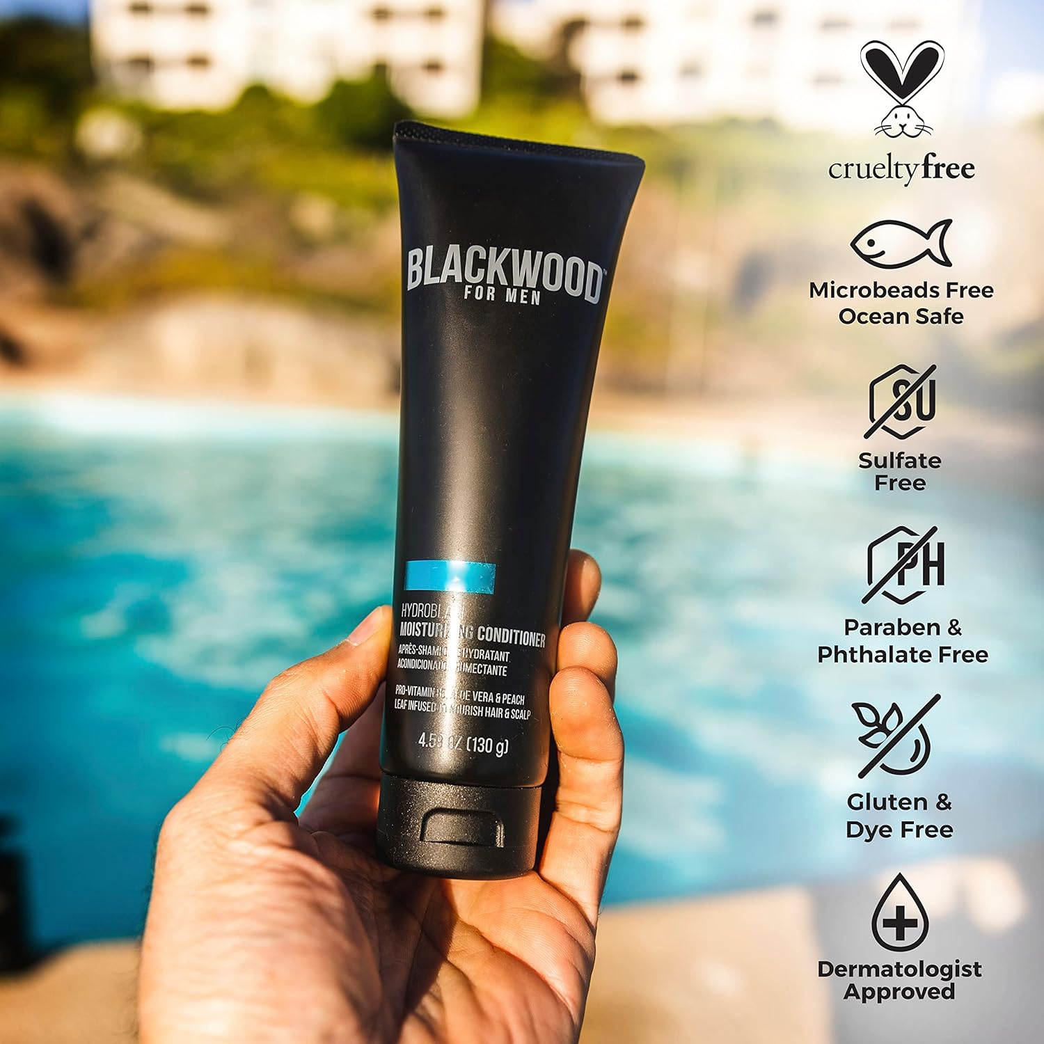 BLACKWOOD FOR MEN Hydroblast – Champú hidratante (17 onzas) y acondicionador (7.76 onzas), vegano y natural para cabello rizado y grueso, sin