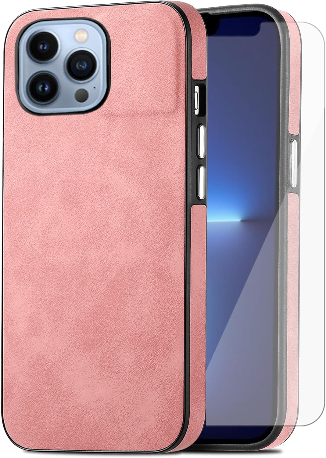 Asuwish Funda de teléfono para iPhone 13 Pro Max 2021 de 6.7 pulgadas con protector de pantalla y funda de cuero delgada y suave, accesorios