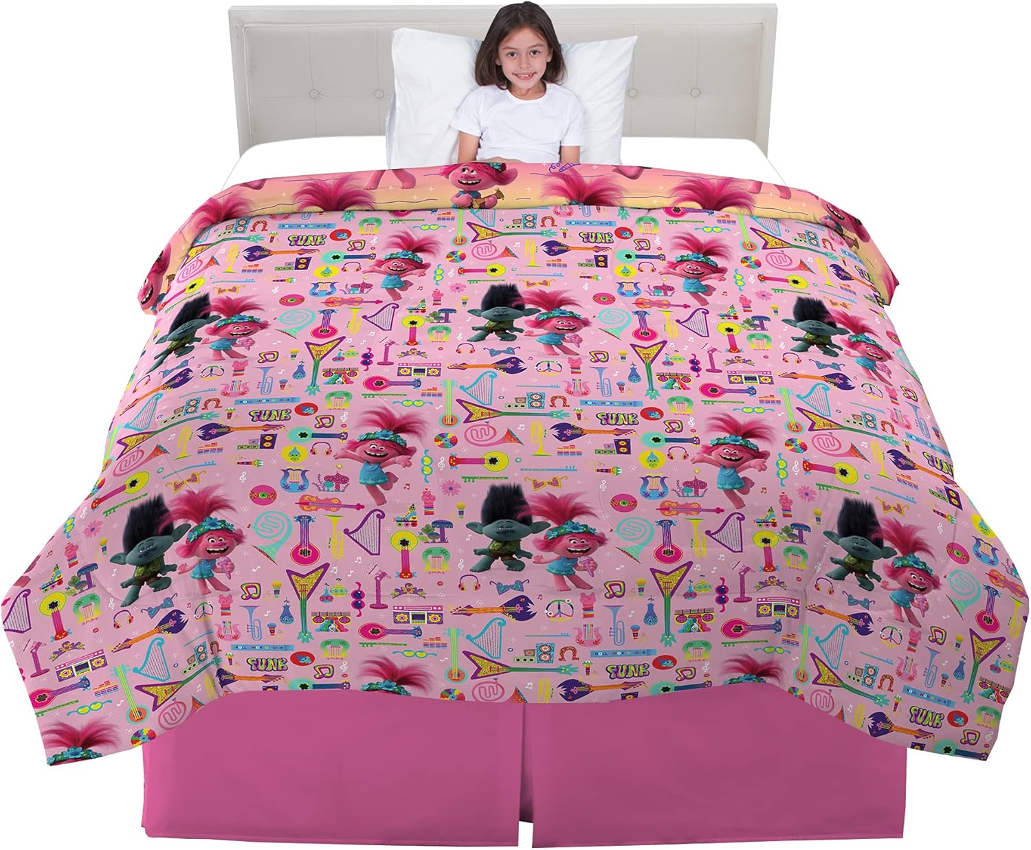 Franco Ropa de cama para niños, edredón de microfibra suave, tamaño matrimonial, Trolls World Tour