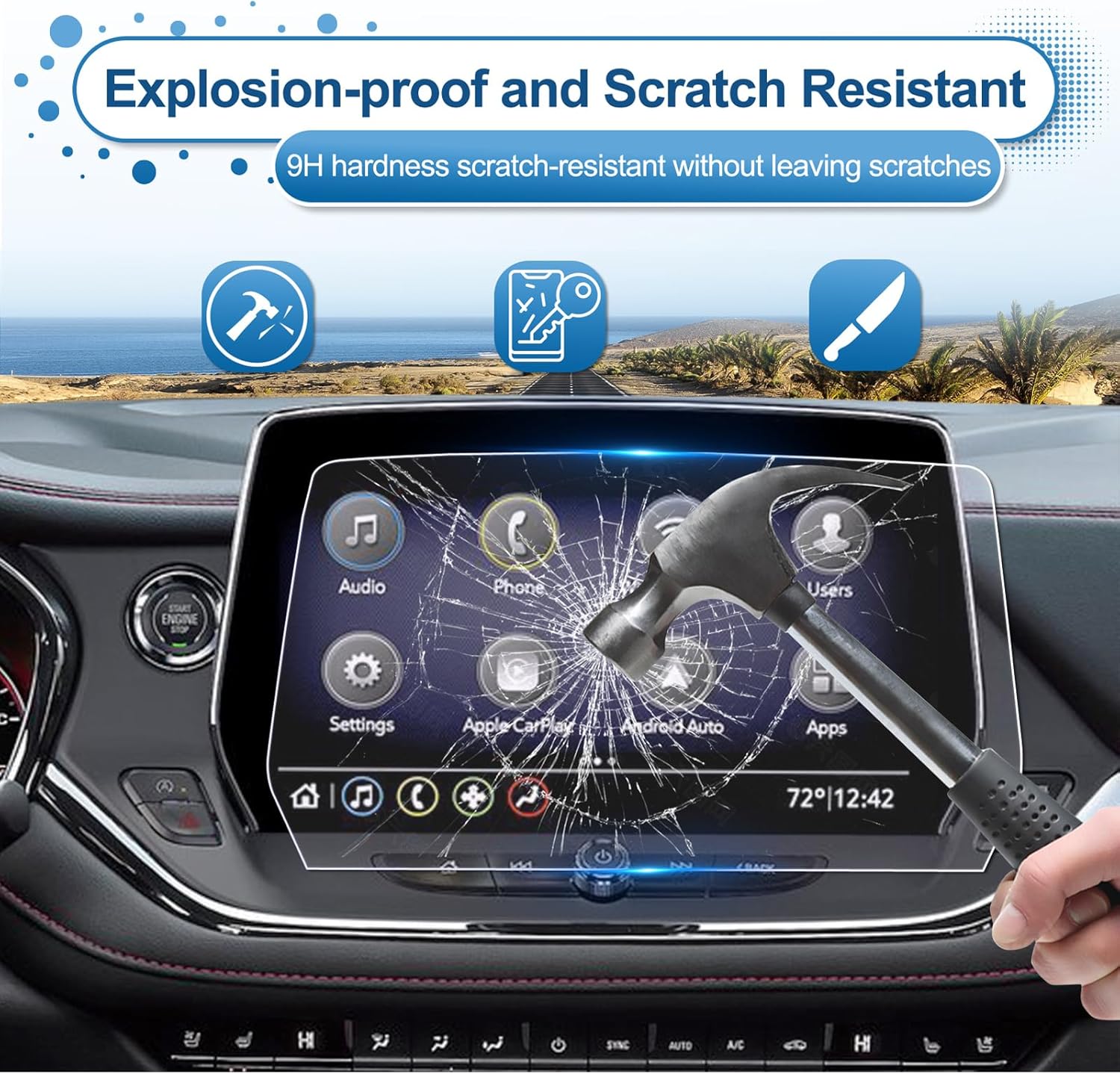 Protector de pantalla Chevy Blazer 2023 2024 para Chevrolet Blazer (2LT3LTRSPremier) pantalla táctil de 10.2 pulgadas, vidrio templado 2023 Blazer
