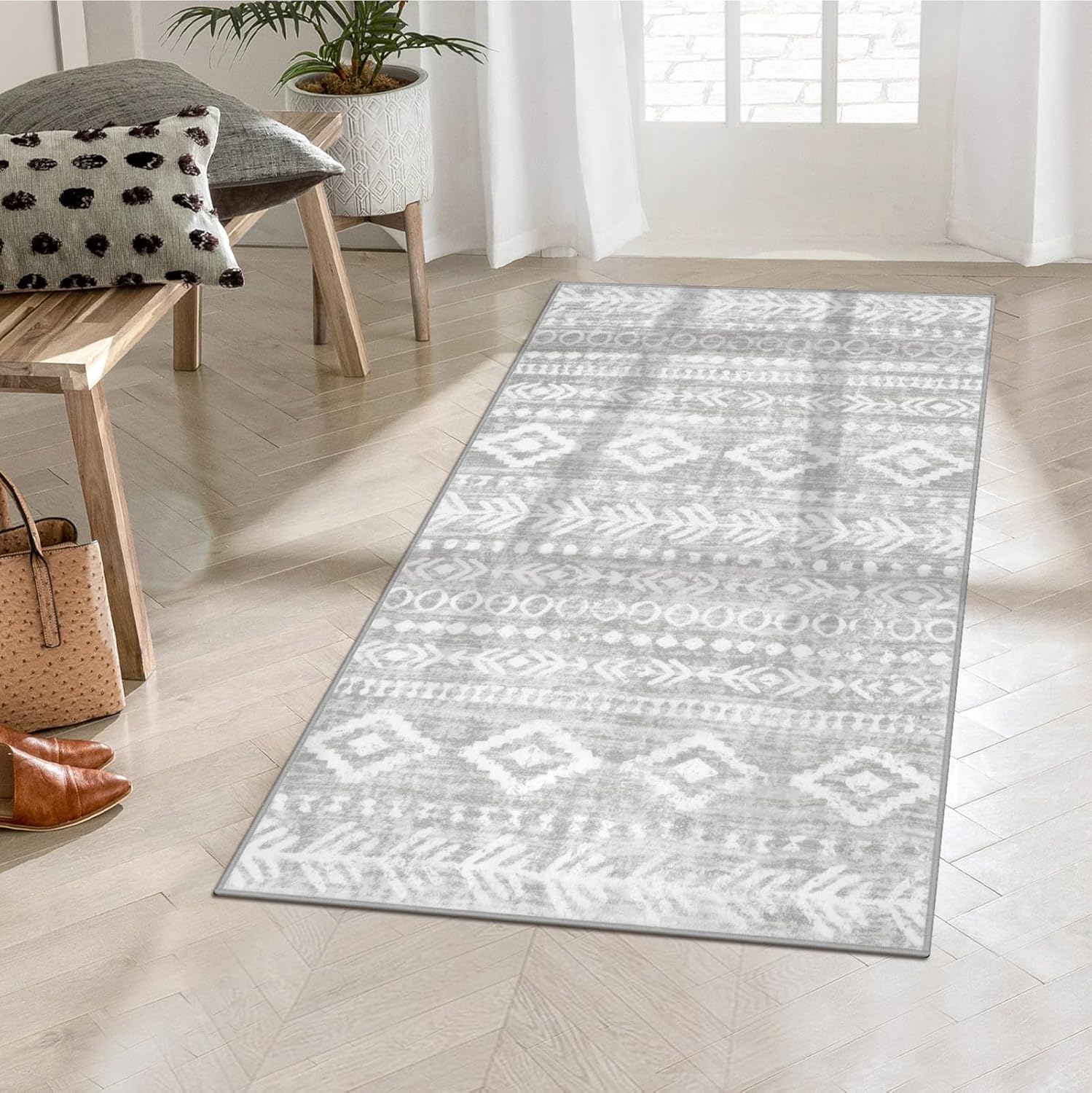 Lahome Alfombra marroquí de granja, lavable de 2 x 4 pulgadas, parte trasera de goma antideslizante, alfombra de noche de cocina, alfombra rústica
