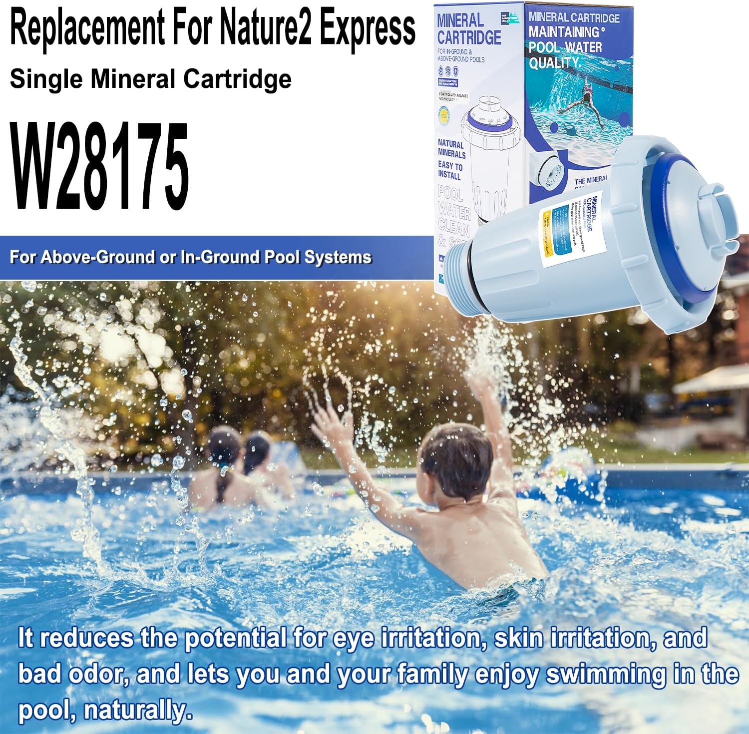 Kit de piezas de repuesto de cartucho mineral individual apto para desinfectantes de piscinas Nature2 Express, para piscinas sobre el suelo o en el