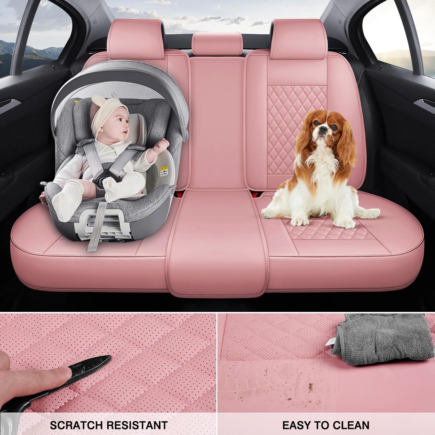 Juego completo de fundas de asiento de automóvil, fundas universales de cuero para asiento de automóvil, funda de cojín de cuero impermeable para