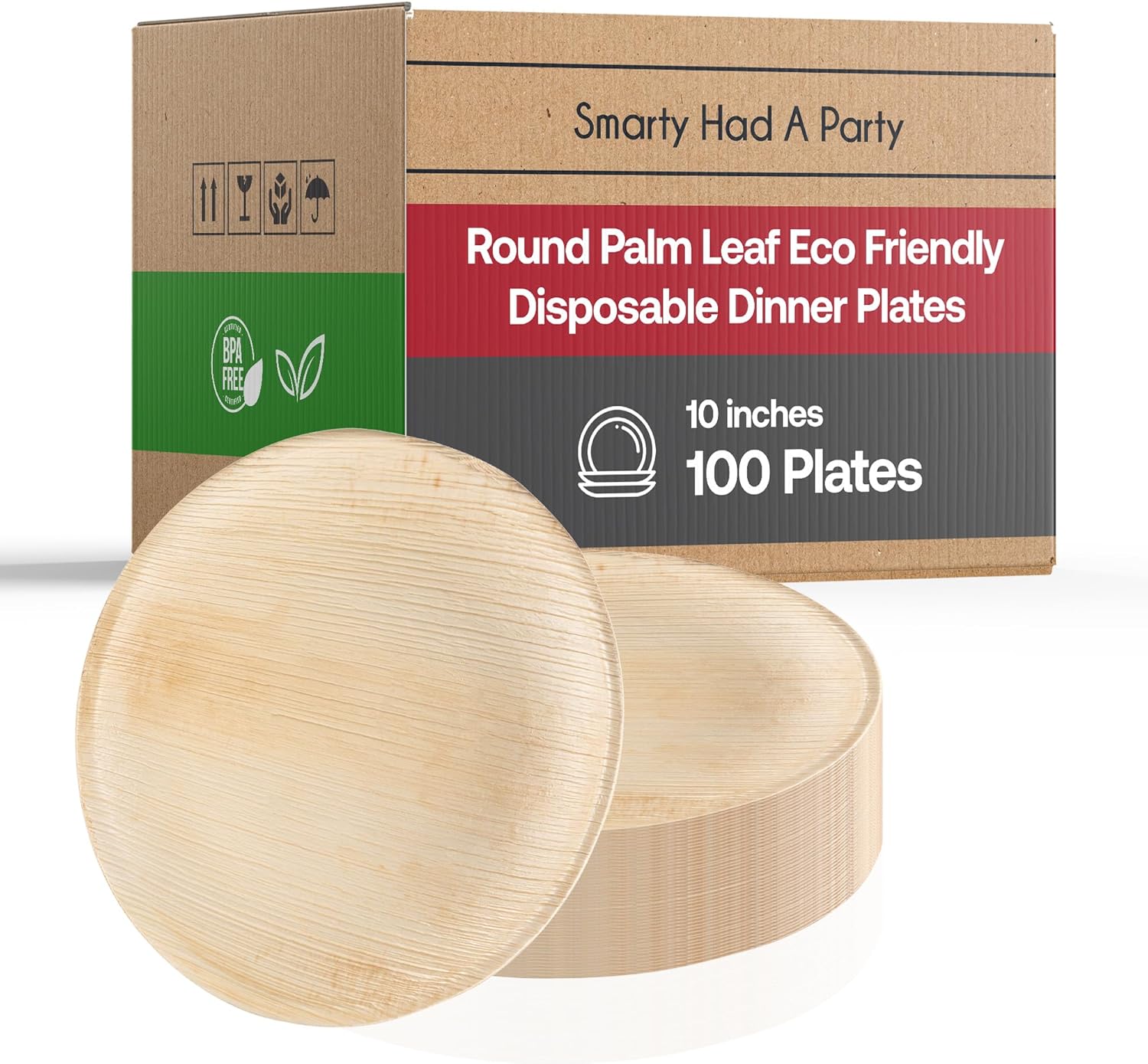 Platos desechables ecológicos de hoja de palma de 10 pulgadas, platos redondos 100% biodegradables y compostables a granel para fiestas temáticas