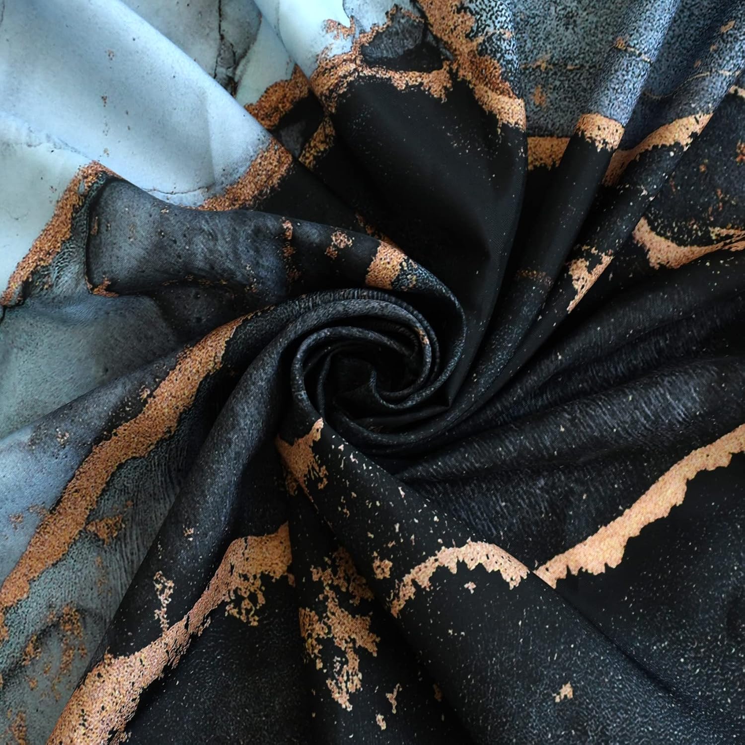 ChloropLastid Cortina de ducha de mármol negro de 72 x 72 pulgadas, cortinas de ducha de mármol de granito con textura abstracta de mármol negro y