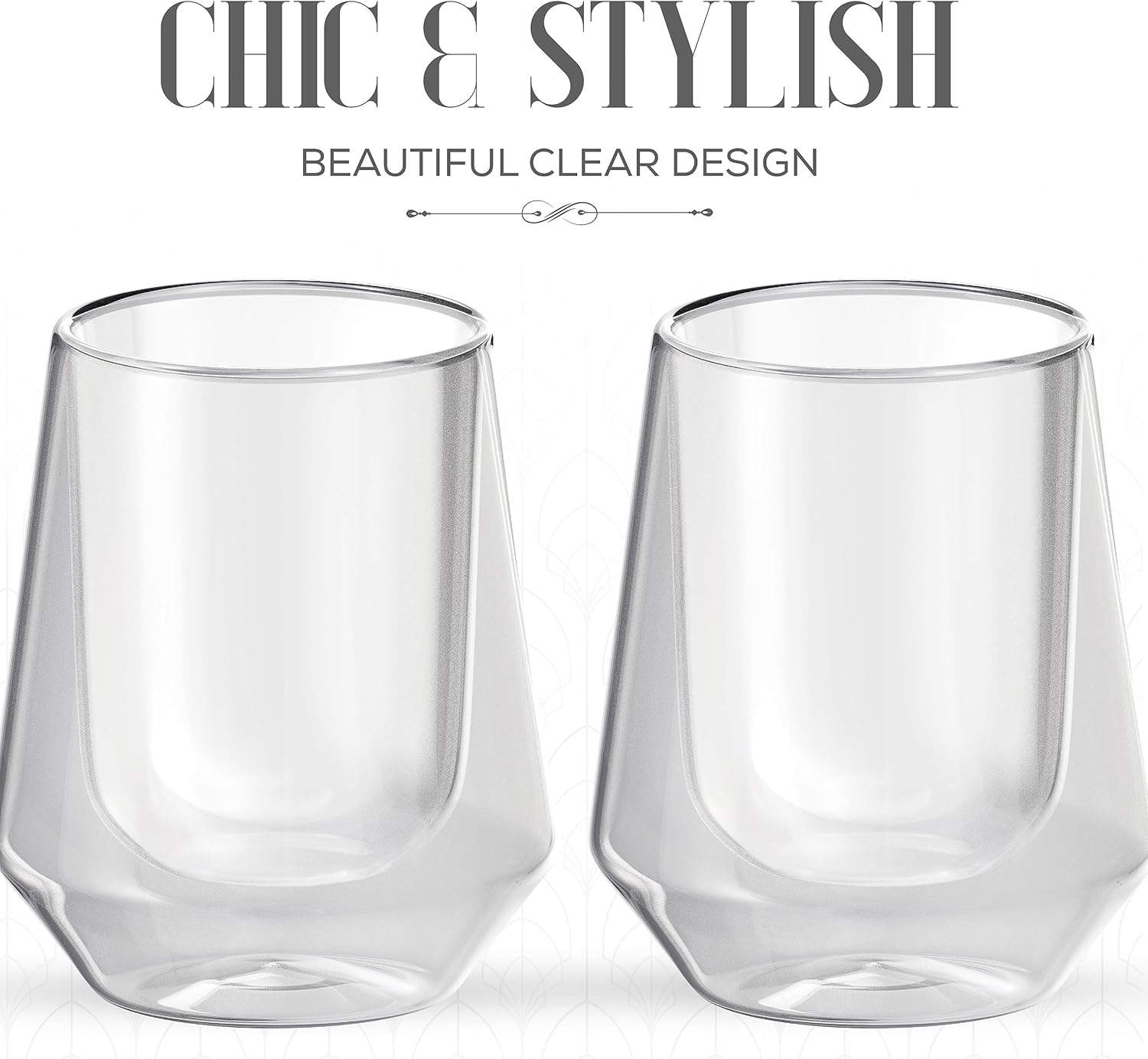 elle decor Vasos aislados de doble pared, tazas de vidrio de borosilicato de 8 onzas, sin sudor, vasos transparentes para bebidas fríascalientes,