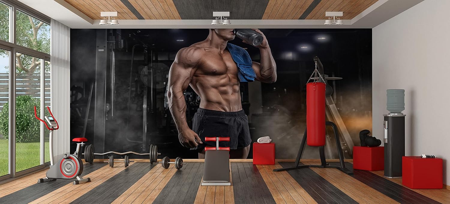 3D Gym Man A1998 Wall Paper Print Decal Deco Wall Mural Self-Adhesive Wallpaper AJ US Amy 2023 July (Vinyl (No Glue & Removable),