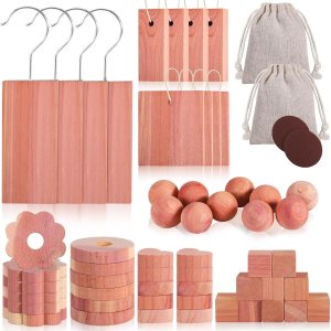 Paquete de 60 bloques de cedro para almacenamiento de ropa, ambientador de armario de cedro con colgador de cedro, anillos de cedro, sobres de cedro Paquete de 60 bloques de cedro para almacenamiento de ropa, ambientador de armario de cedro con colgador de cedro, anillos de cedro, sobres de cedro