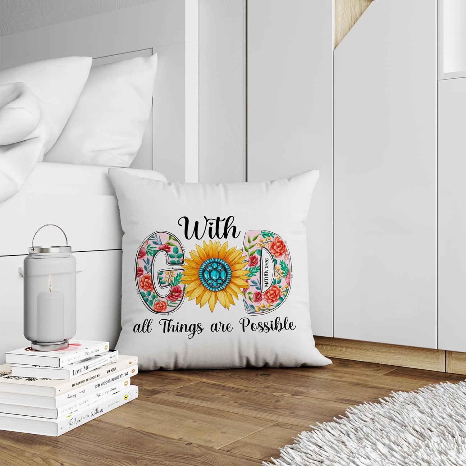Fundas de almohada cristianas de 18 x 18 pulgadas, con dios todas las cosas son posibles, decoración religiosa para el hogar, decoración de
