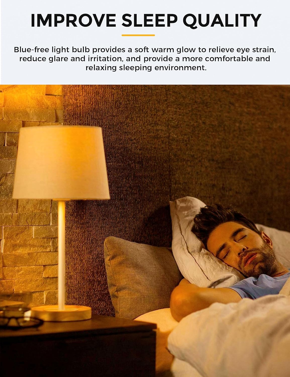 LOHAS Sleep Aid – Bombillas ámbar con bloqueo de luz azul, A19 de 9 W (equivalente a 60 W), bombillas tenues, bombilla cálida de 1800 K, luz de