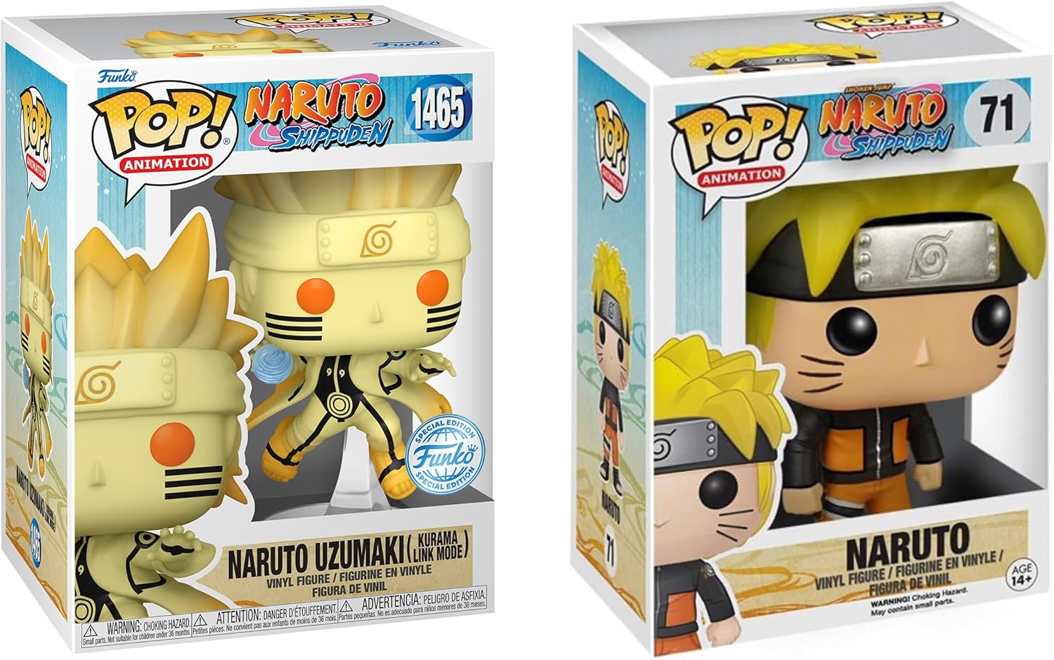 Funko Animación Naruto Shippuden – Naruto Uzumaki en Kurama Link Mode Edición especial Multicolor Exclusivo # 1469 y Naruto Uzumaki #71 Figuras de
