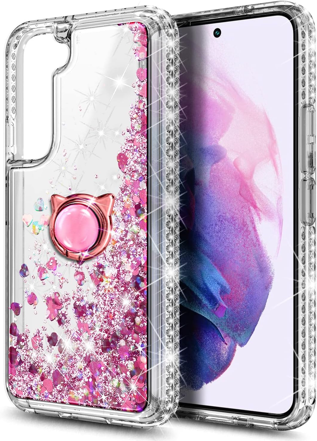 NGB Supremacy Funda para Samsung Galaxy S22 (6.1 pulgadas) con protector de pantalla (cobertura máxima, TPU flexible), soporte de anillocorrea de