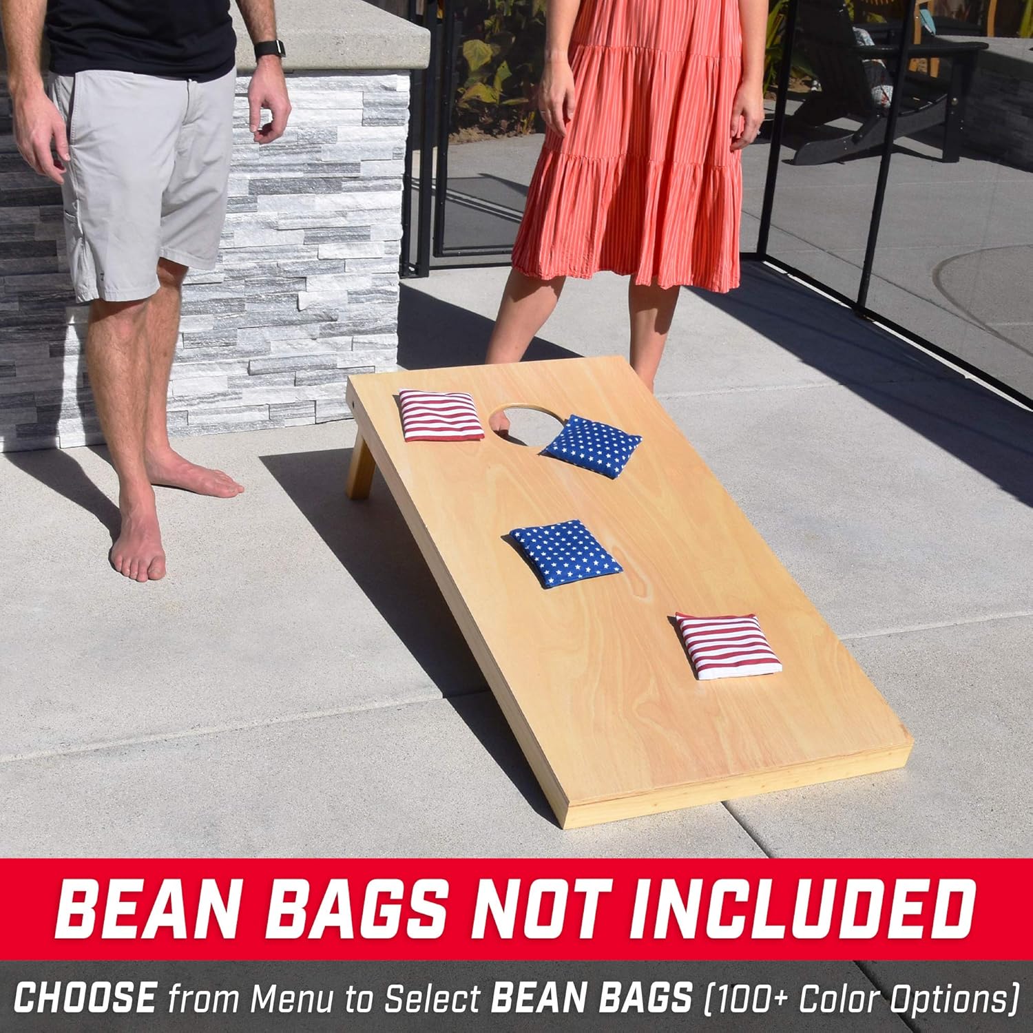 GoSports Regulation Size Wooden Cornhole Set with Natural Wood Finish – Includes Carrying Case