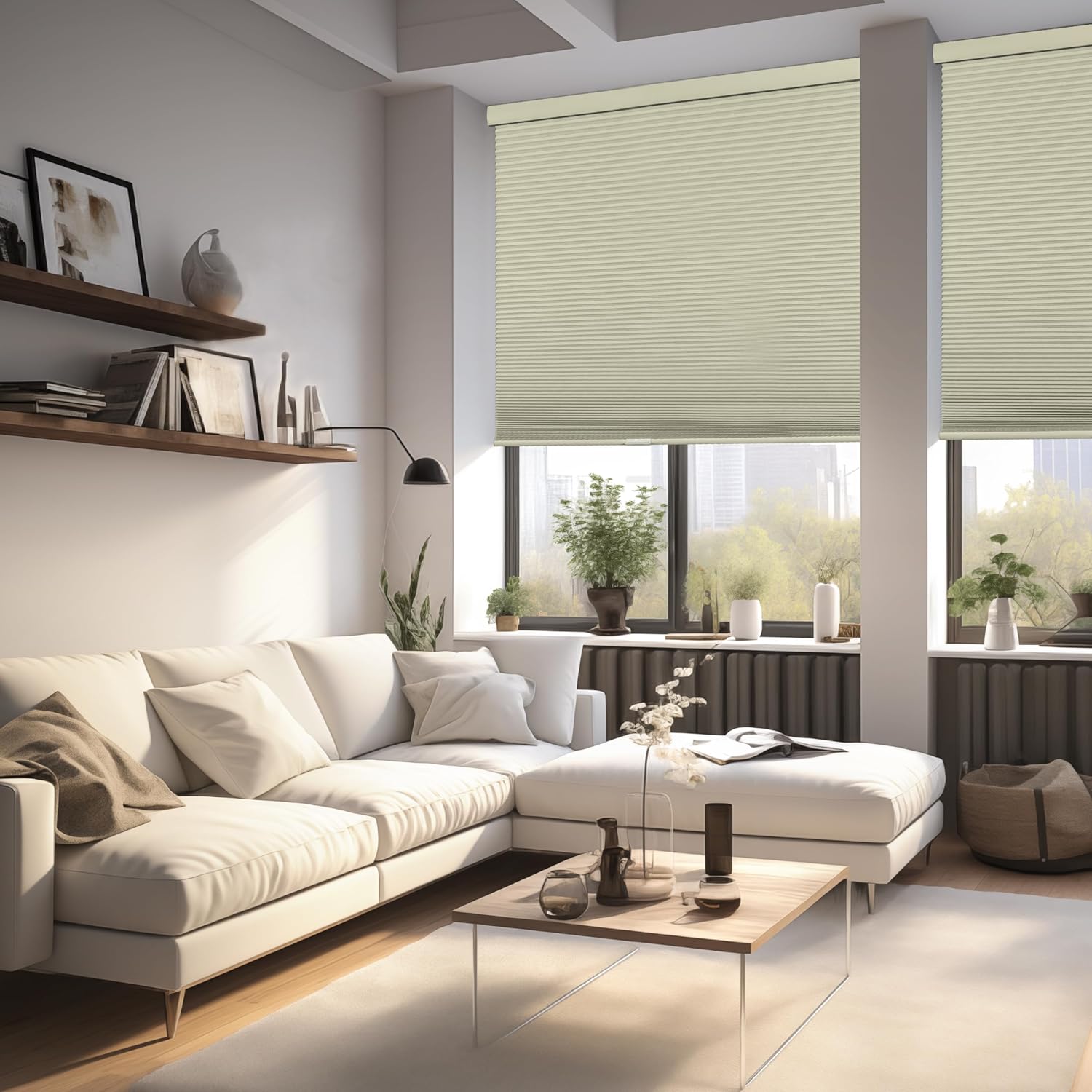 Boolegon Persianas sin taladrar para ventanas, persianas celulares opacas sin herramientas, sin herramientas, persianas extraíbles de nido de abeja,
