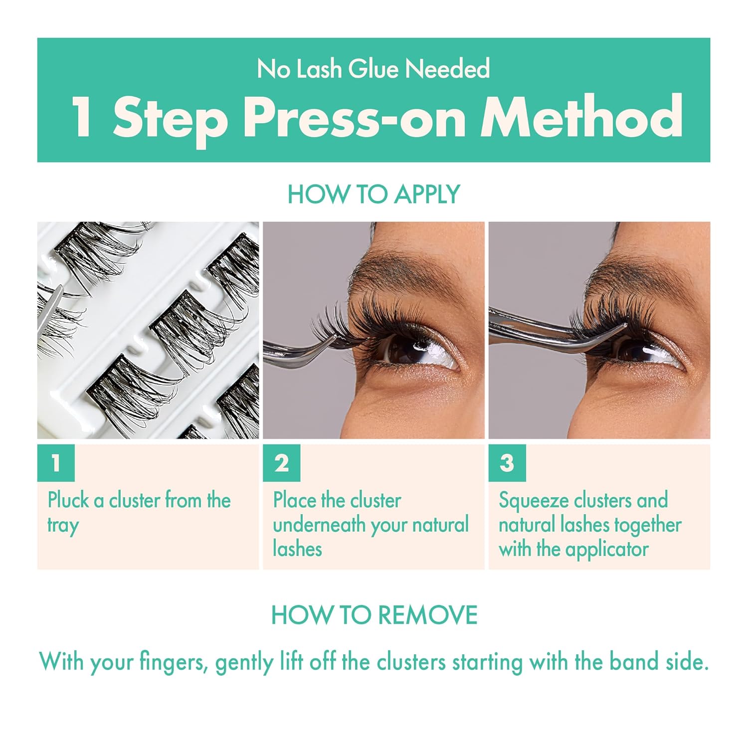 i-ENVY Press&Go – Kit de pestañas autoadhesivas y aplicador, racimos de pestañas postizas reutilizables, no necesita pegamento, pestañas a presión