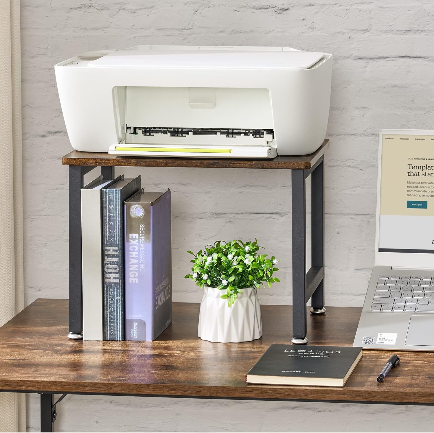 HOMCENES Soporte para impresora, estante de mesa para impresora industrial, carrito de impresora móvil de escritorio, estante de almacenamiento