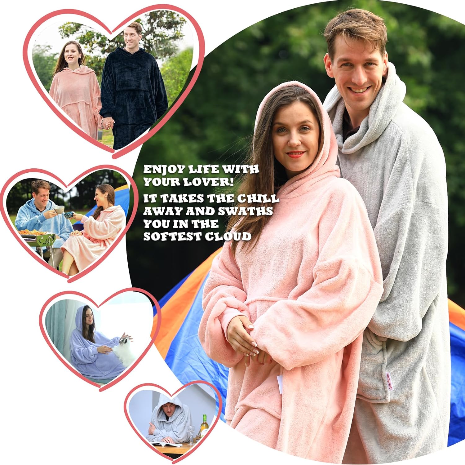 Daverose Manta de gran tamaño con capucha para mujeres, hombres y adultos, sudadera con capucha de vellón con capucha gigante y bolsillo para