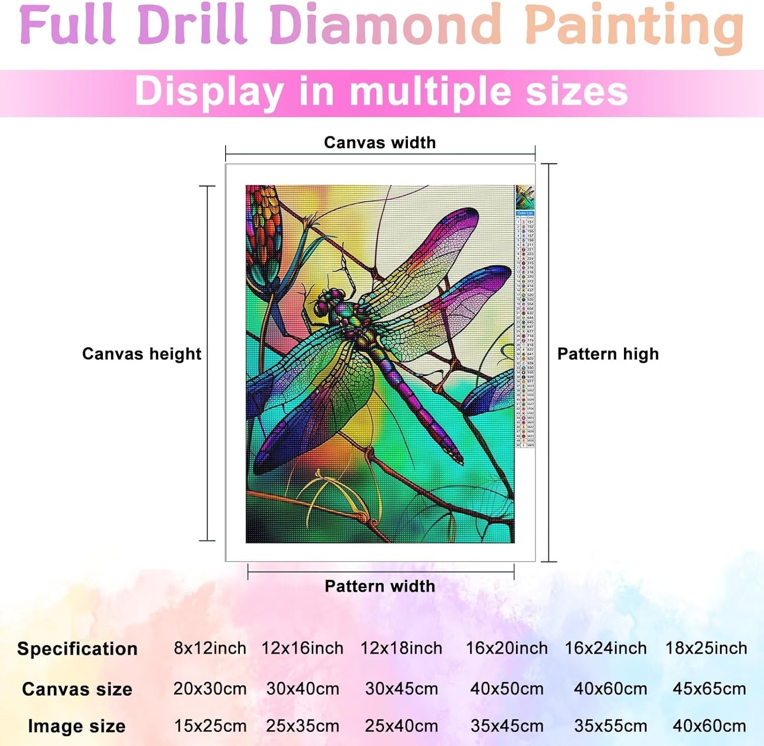 Juego de pintura de diamante para niños y adultos, pintura artística colorida de libélula, juego digital de diamante redondo 5D, pintura bordada de