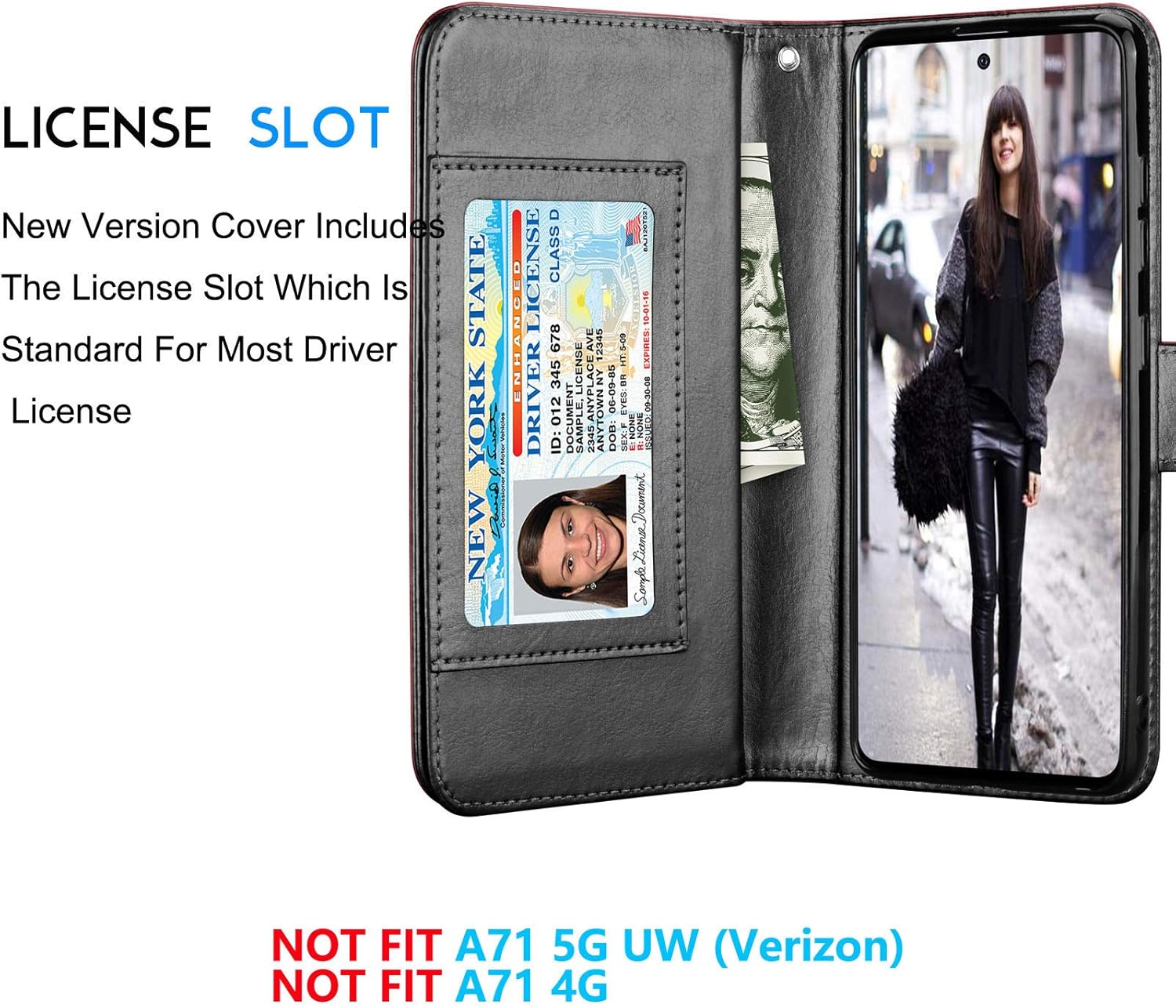 Tekcoo Funda para Galaxy A71 5G, versión 5G Funda tipo cartera para Galaxy A71, piel sintética de lujo, ranuras para tarjetas de crédito en