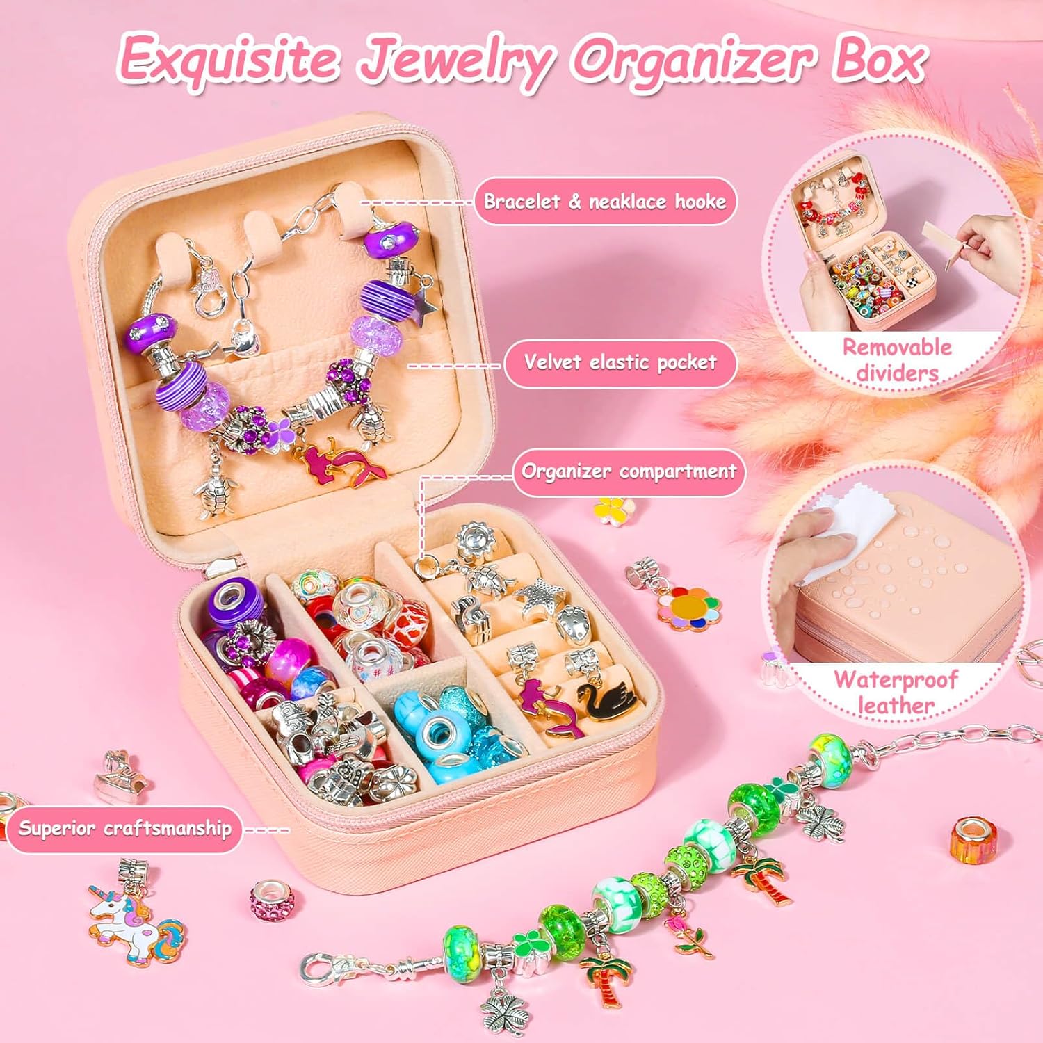 Thrilez Kit de fabricación de joyas para niñas, kit de fabricación de pulseras con dijes para adolescentes, regalos de manualidades y manualidades