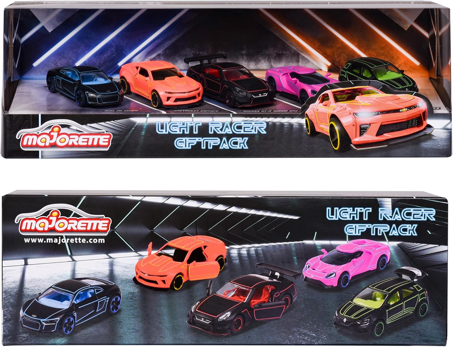 Majorette 212053179 – Paquete de regalo Light Racer (2023), 5 piezas, modelo 164 fundido a troquel