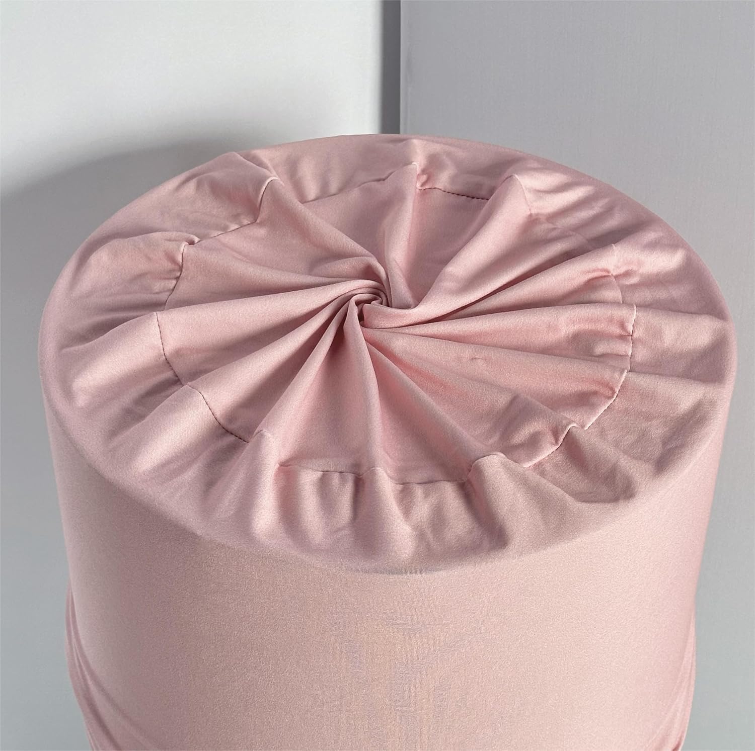 Cubiertas de pedestal redondas de color rosa carne sólida para fiesta de cumpleaños, cubierta de zócalo rosa, cubierta de cilindro redondo de tela