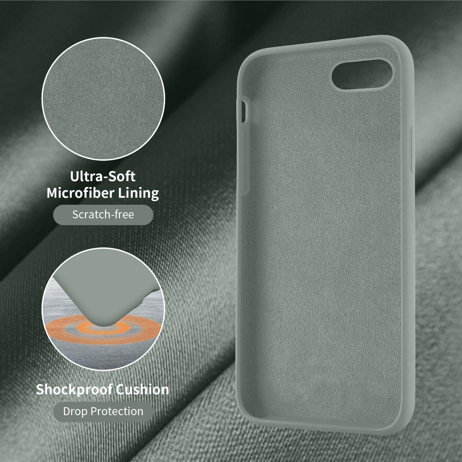 Cordking Funda para iPhone SE 20222020, iPhone 7 8, funda ultradelgada de silicona a prueba de golpes con forro de microfibra suave, 4.7 pulgadas,
