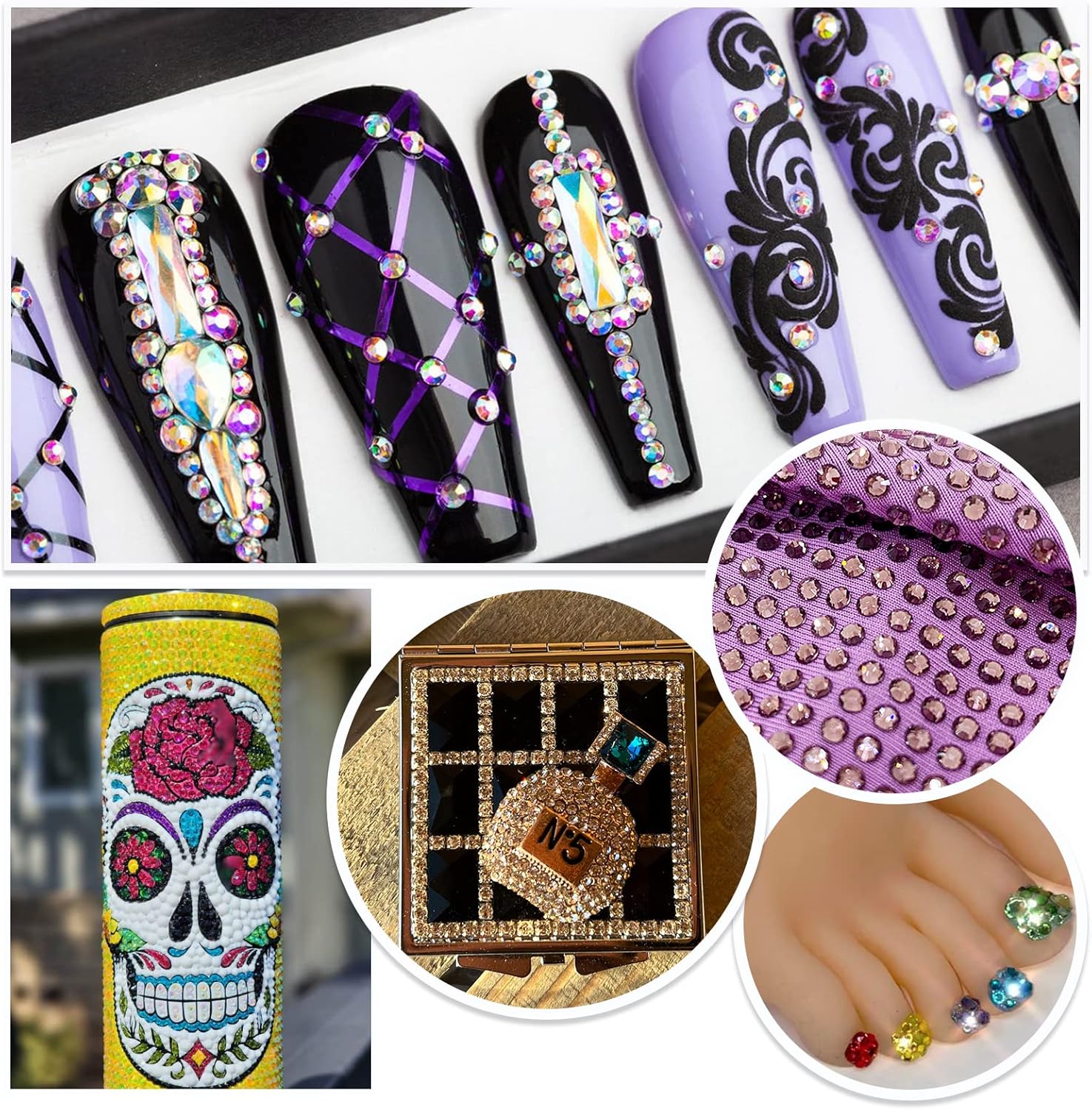 4500 diamantes de imitación de resina de 0.079 pulgadas, diamantes de imitación blancos sólidos con parte trasera plana para uñas, vasos, tazas,