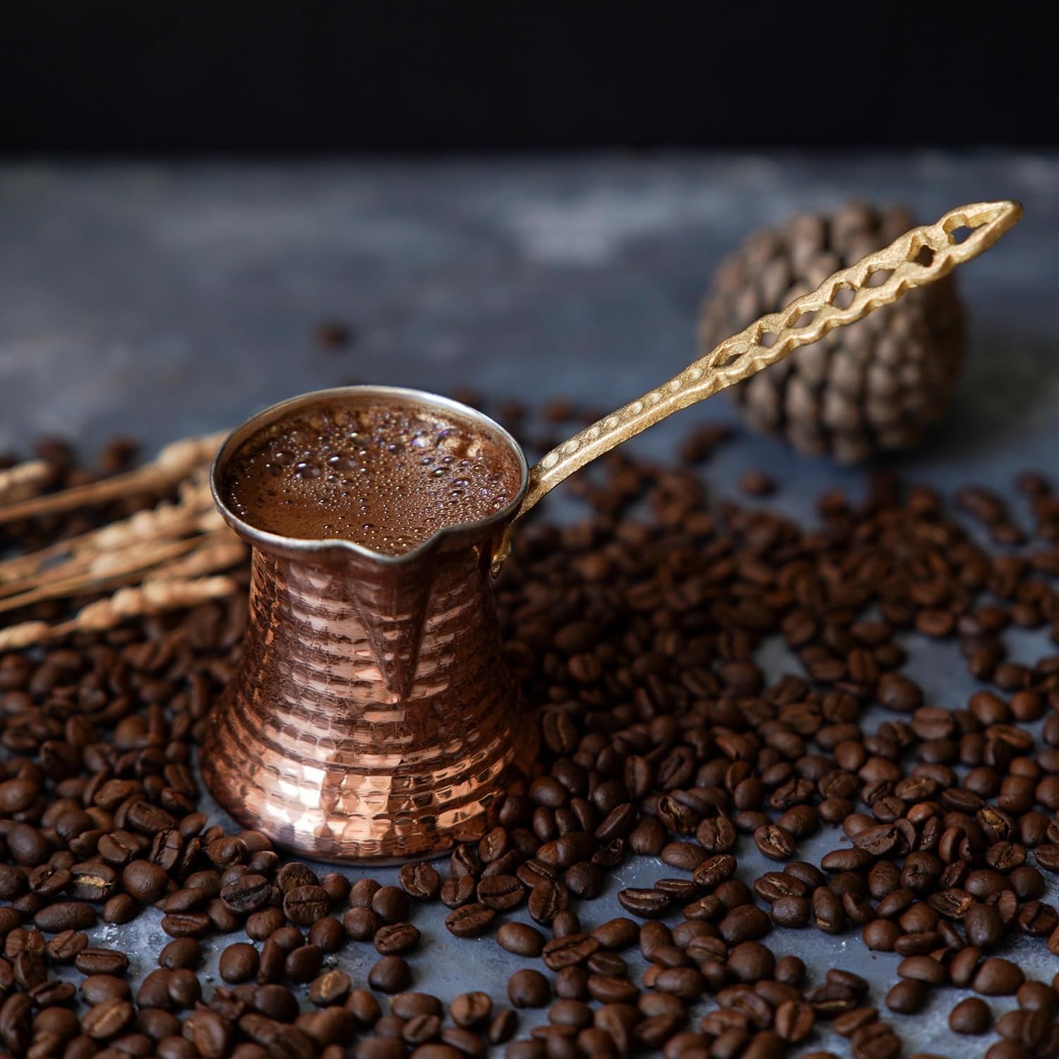 SANTA MARLA Cafetera árabe, cafetera turca, hecha a mano, Cezve para 1-2 personas (pequeña)