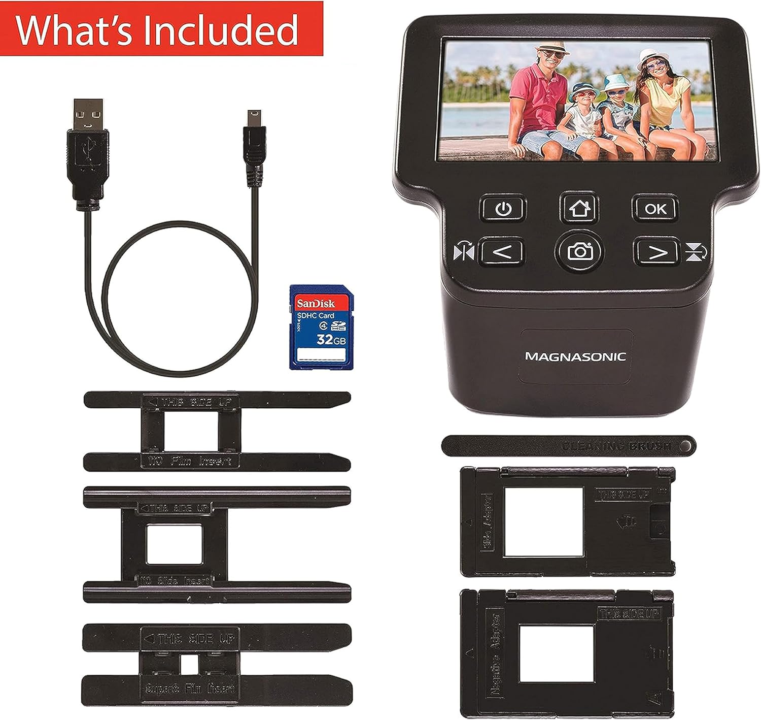 Magnasonic Escáner de película todo en uno de 24 MP con pantalla grande de 5 pulgadas y HDMI, convierte películas de 1.378 in126110Super 8 y