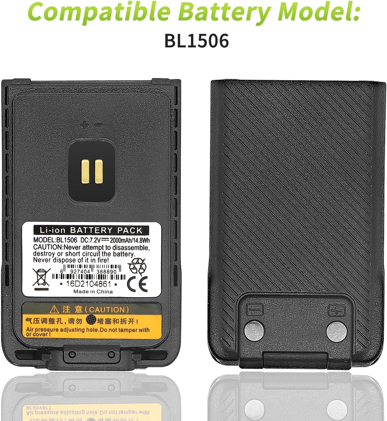 LIENIAO Batería BL1506 BL2018 de 2000 mAh 2023 nueva versión para Hytera BD502i Batería BD500 BD505 BD506 BD50X PH-608 BD555 BD552i BD612i BD500 2