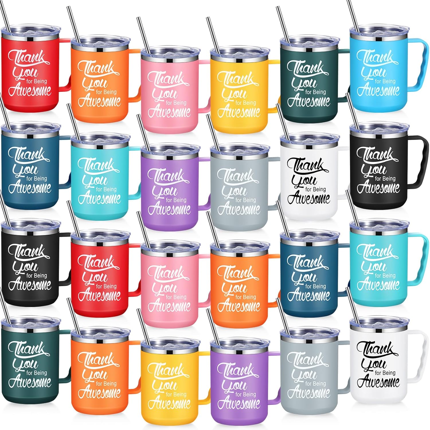Umigy 24 tazas de café de agradecimiento a los empleados, regalo de agradecimiento por ser impresionante, taza de campamento de 17 onzas con asa,
