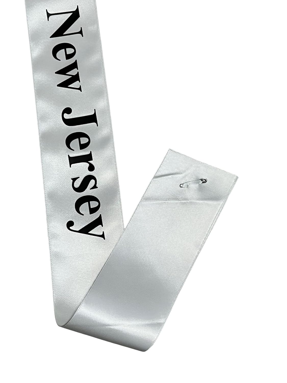 Rock Your Ribbon This Halloween with our Novelty Miss New Jersey cross body pageant sash with adjustable pin, One side fits most including children,