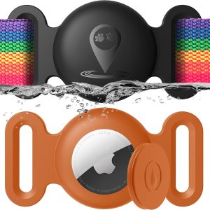 Soporte impermeable IPX8 para collar de perro, paquete de 2 soportes Airtag para Apple Airtag, solo apto para collar de perro mediano y grande, Soporte impermeable IPX8 para collar de perro, paquete de 2 soportes Airtag para Apple Airtag, solo apto para collar de perro mediano y grande,