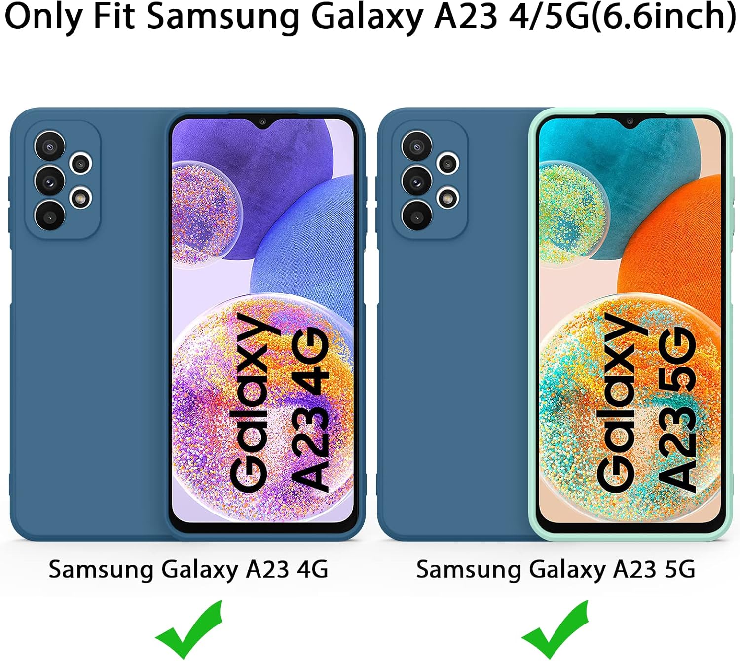 AK Samsung Galaxy A23 4G 5G, funda protectora delgada de silicona líquida (azul marino)