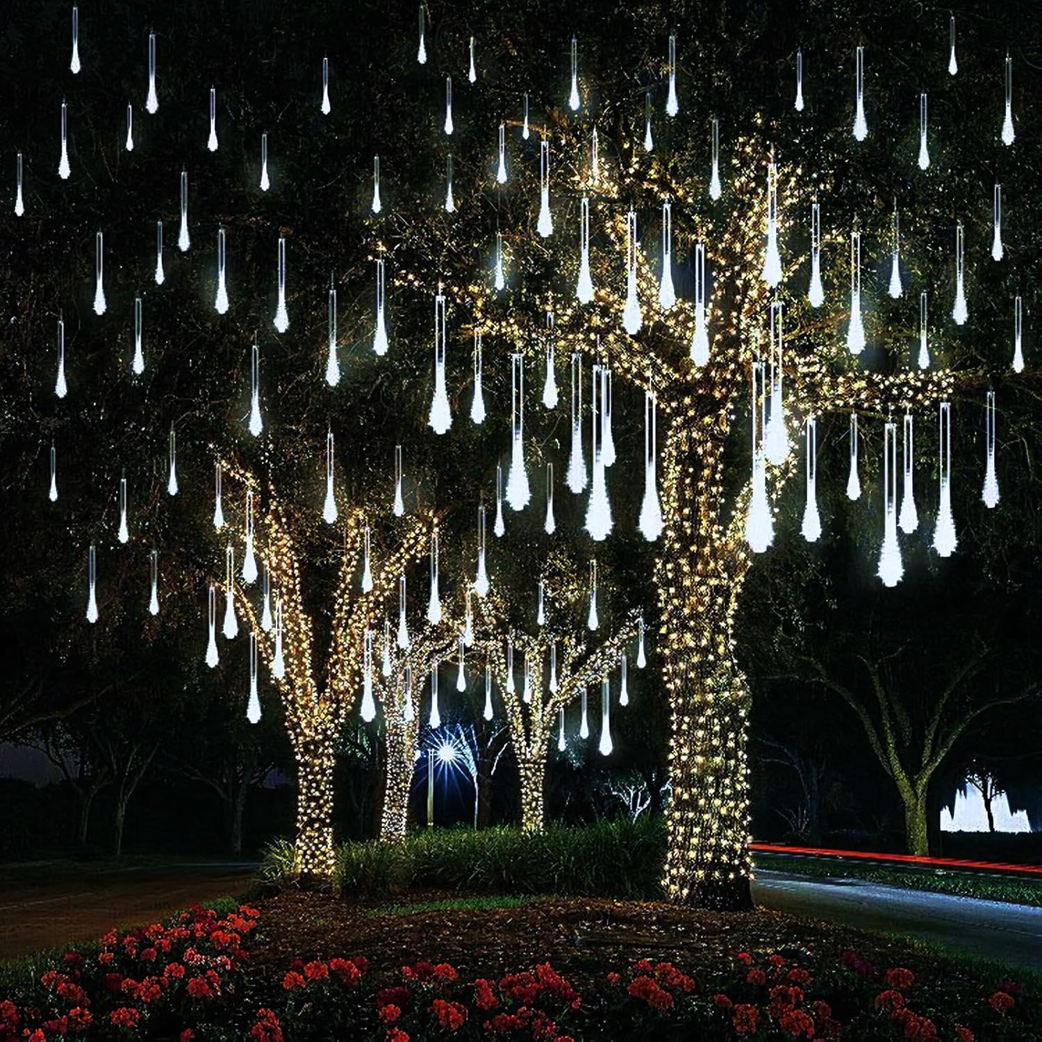 Luces de Navidad para exteriores, 10 tubos, 240 LED, luces de caída de lluvia, IP65, impermeables, con certificación UL, luces de lluvia de