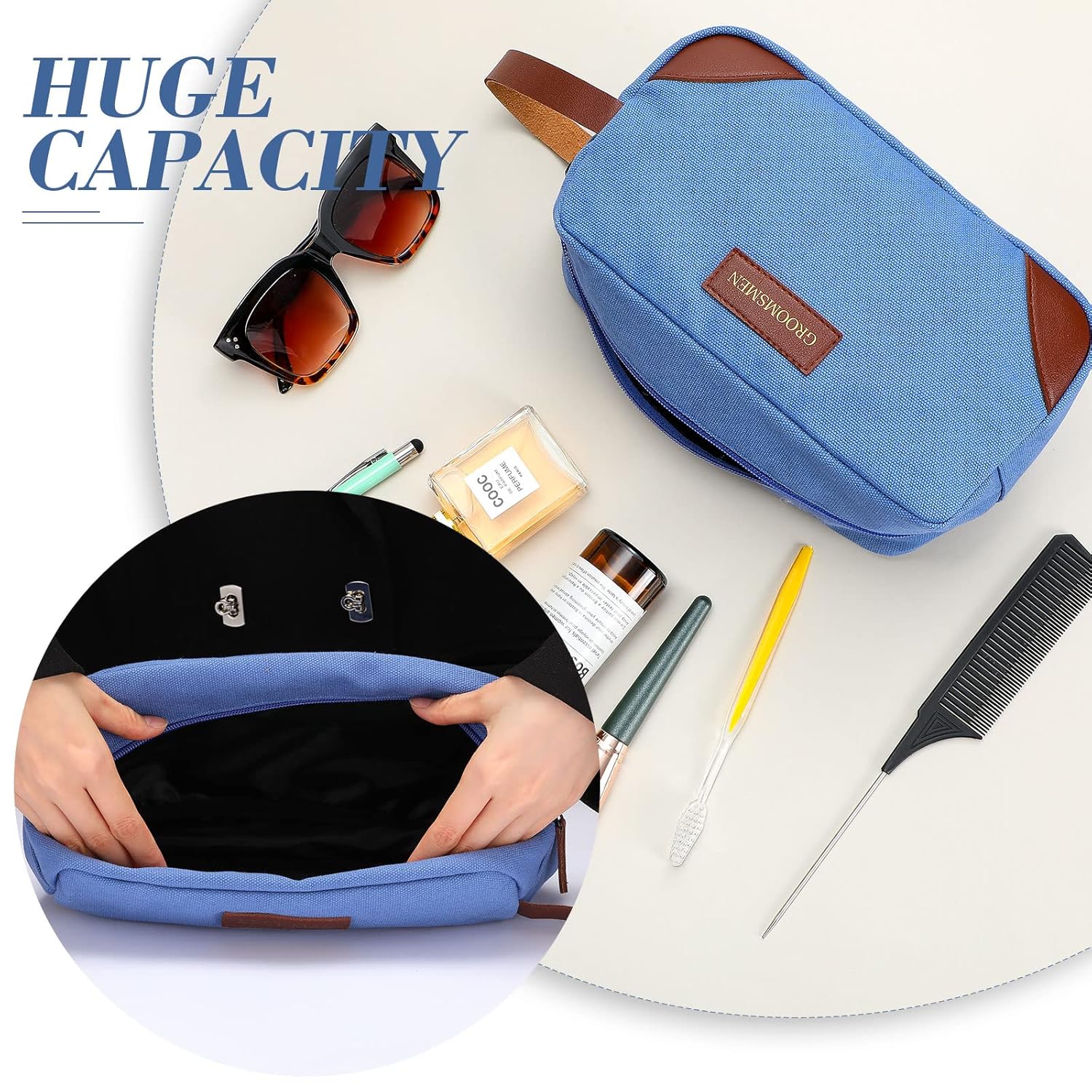 Eccliy Juego de 6 bolsas de aseo para padrinos de boda, bolsa de aseo para hombre, bolsa de aseo de viaje, bolsa de baño, resistente al agua, para