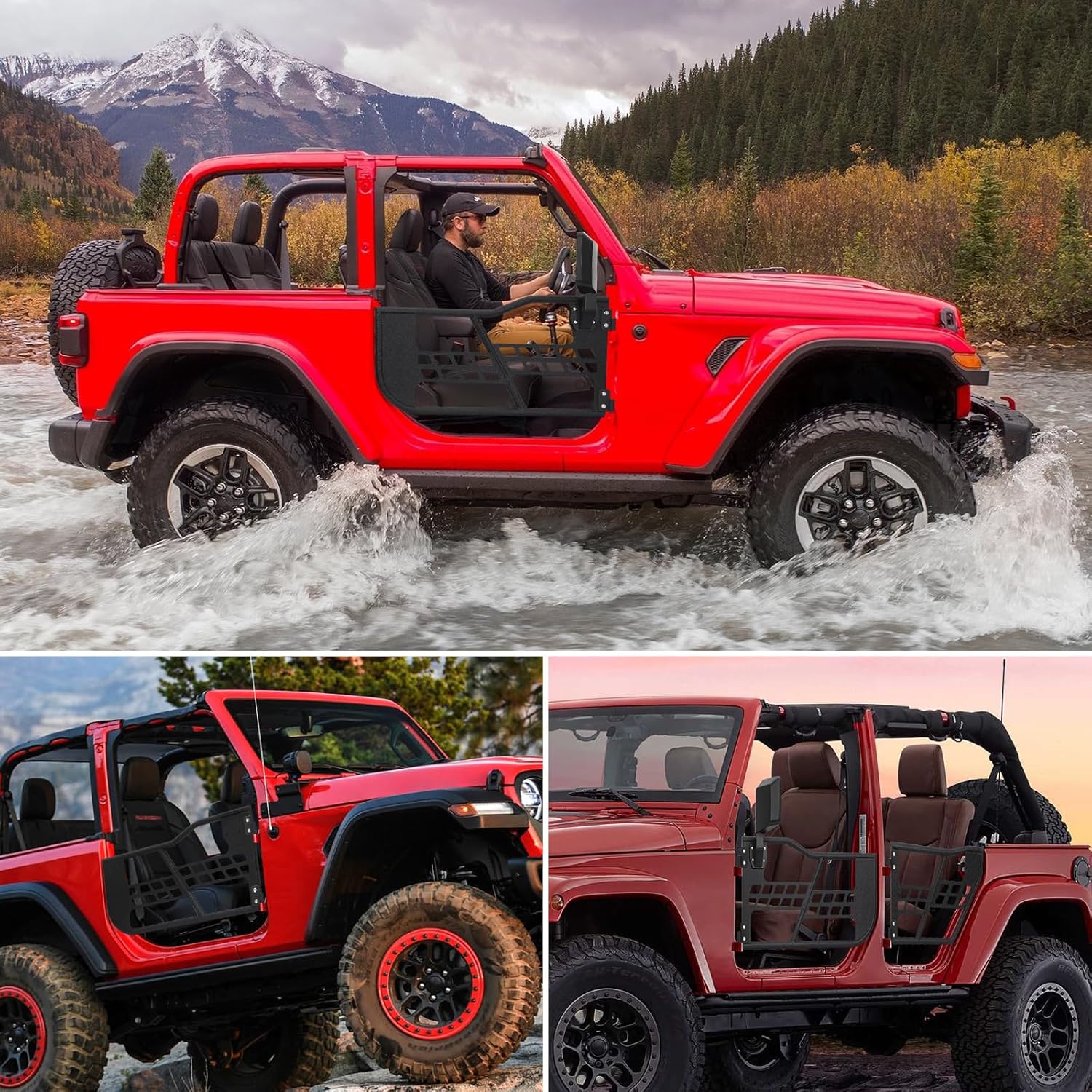 Puertas tubulares todoterreno Safari compatibles con Wrangler JL 2018-2022 de 4 puertas, juego de 4 medias puertas de tubo grueso para aventura