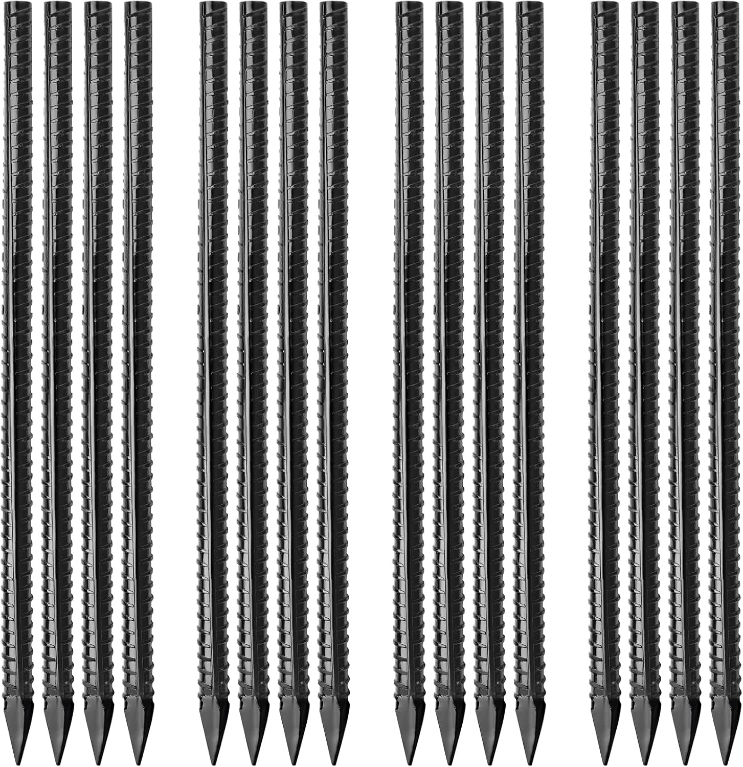 Besitu Estacas de barras de refuerzo de 16 pulgadas (16 piezas) con picos de metal resistentes para plantas de jardín de madera de hormigón, estacas