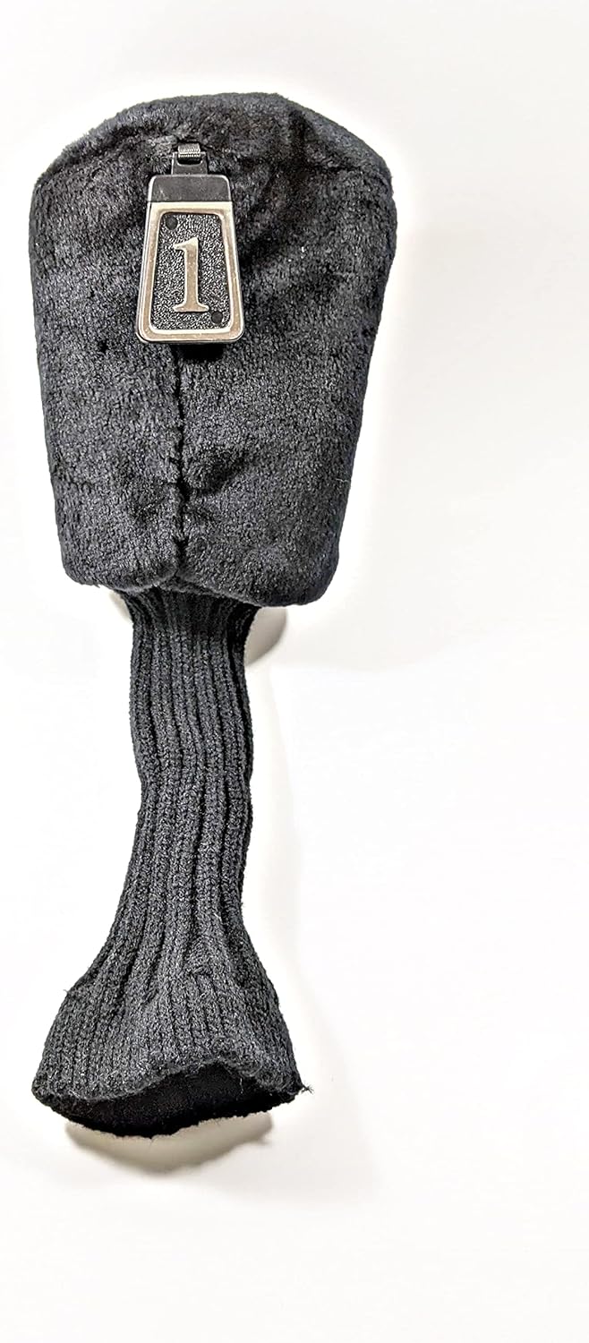 Cubierta para la cabeza del club de golf para conductor, apto para hasta 460 cc, cuello largo, color negro