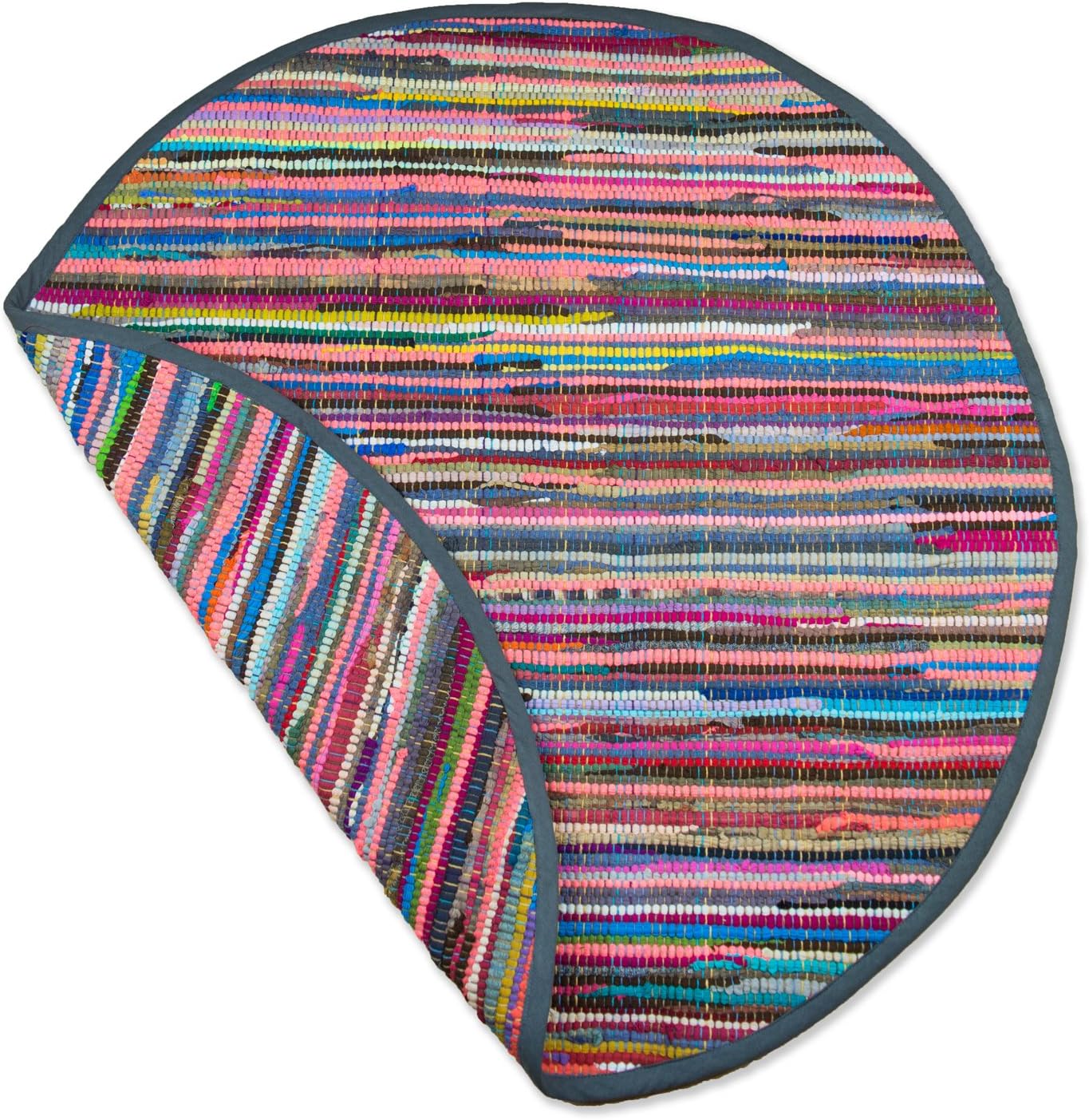 DII Chindi Home Collection Alfombra de trapillo de área multicolor tejida a mano, 36pulgadas redondas