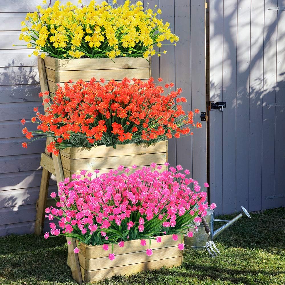 Plantas y flores artificiales para exteriores, resistentes a los rayos UV