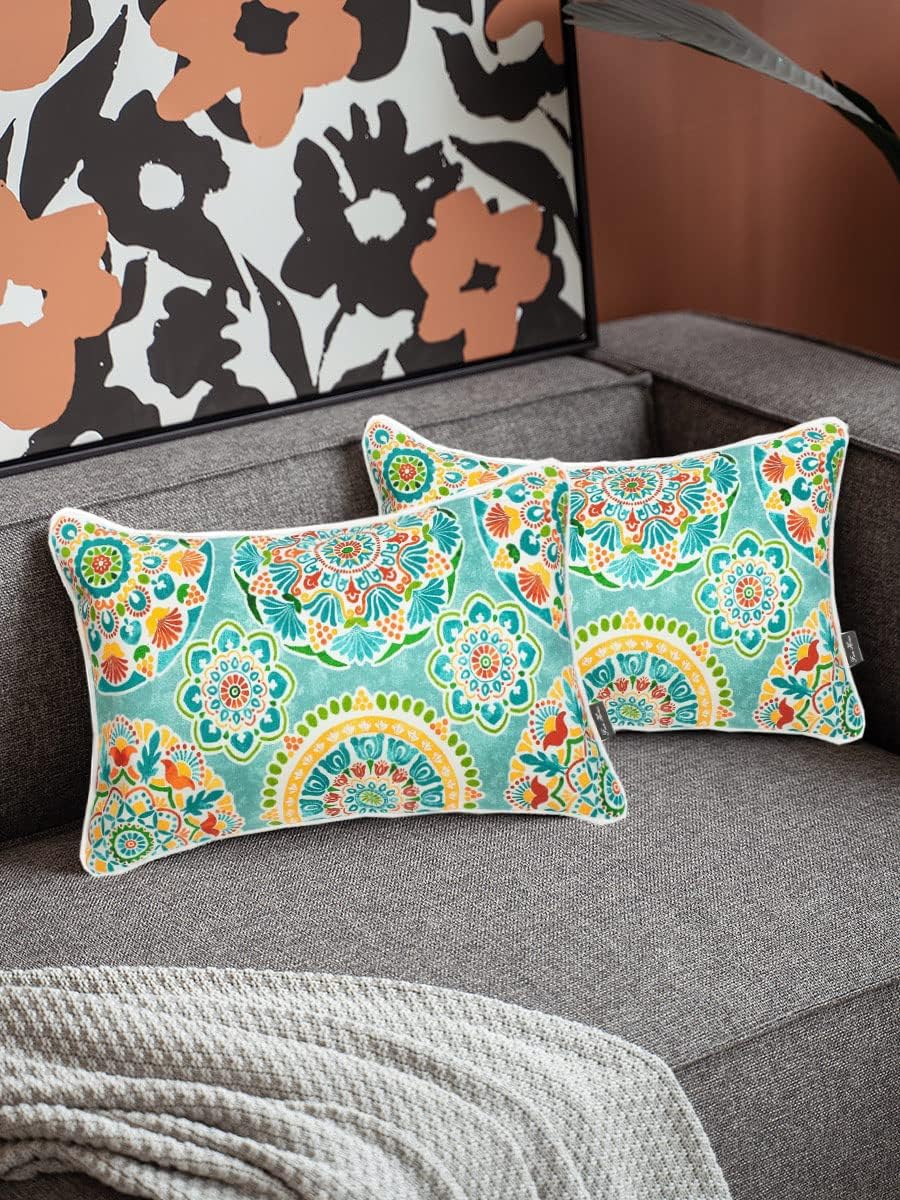 Solo las fundas de almohada lumbar para interiores y exteriores, repelentes al agua, resistentes a la decoloración, para patio, 12 x 20 pulgadas,