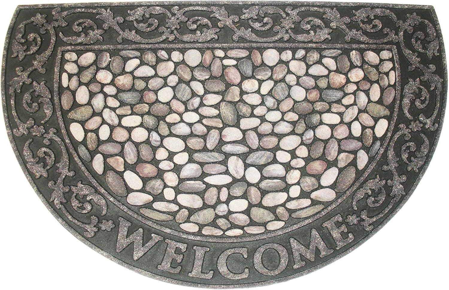 Tapete semicircular con estampado para exteriores e interiores, antideslizante, 23 x 35 pulgadas, resistente al agua, rascador de zapatos, alfombra