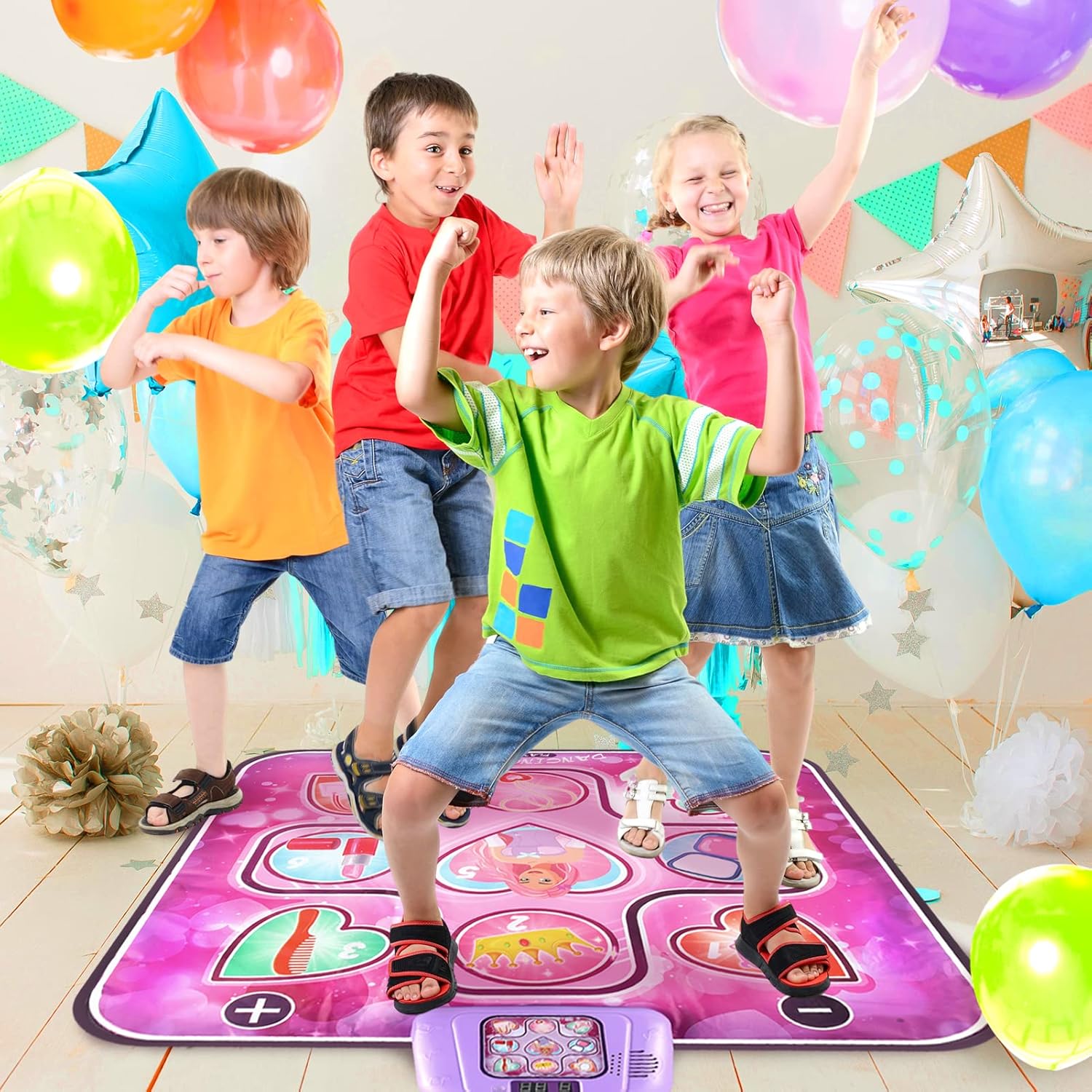 Richtim Juguetes musicales con tapete de baile juego de almohadilla de baile musical para niñas con luces LED, 6 modos de juego, 5 niveles de