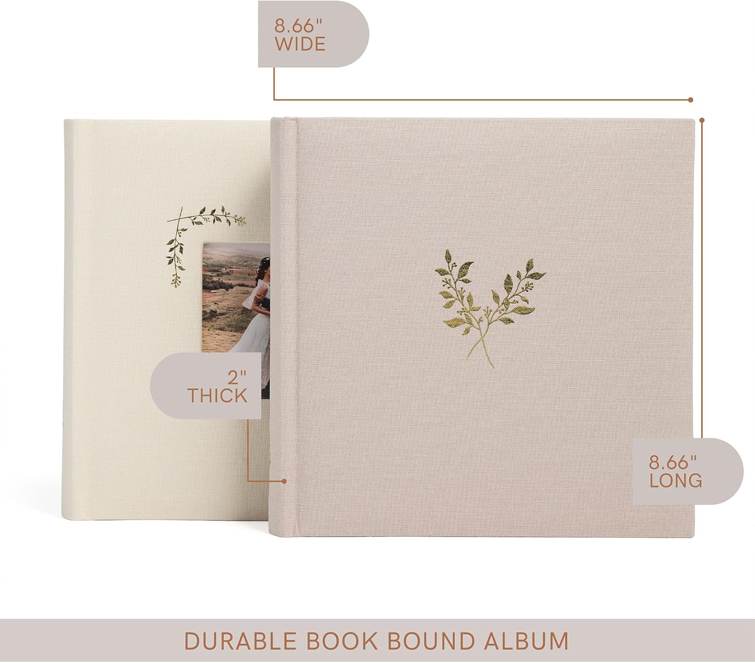 Álbum de fotos de lino de lujo con bolsillos seguros para fotos, encuadernado tradicional, 200 bolsillos para fotos de 4 x 6, libro de fotos para