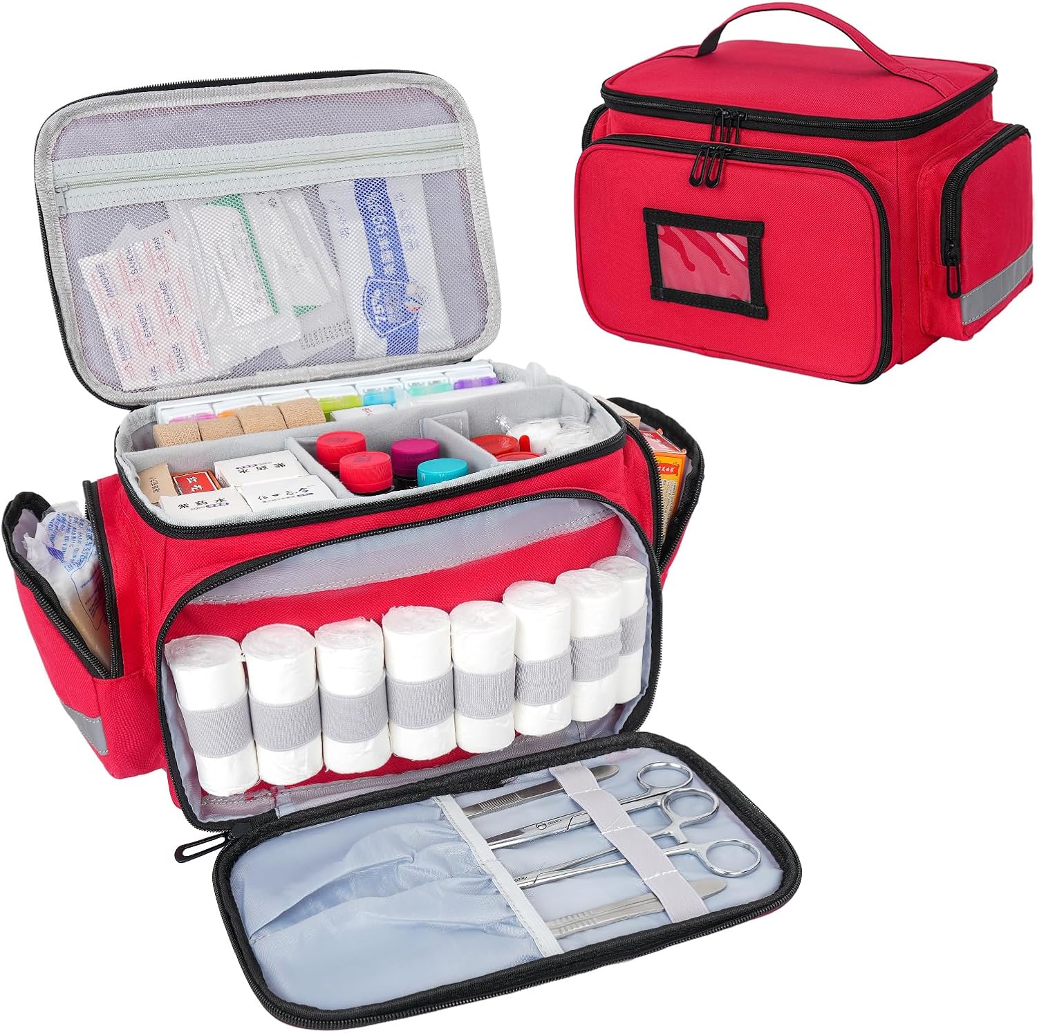 Jaffzora Bolsa organizadora de medicamentos vacía, bolsa de enfermera de salud en el hogar, caja organizadora de botellas de píldoras, bolsa de